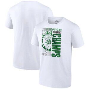 Fanatics White Tee with Green 'CHAMPS' Vertical Graphic